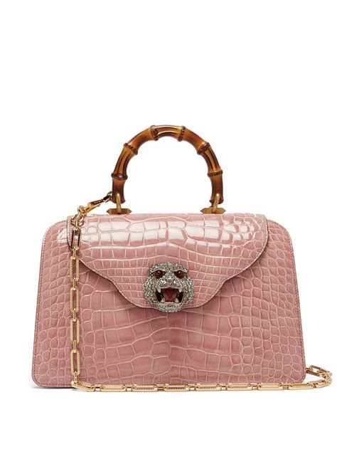 gucci bamboo top handle bag pink stud|Gucci vintage bamboo handle handbag.